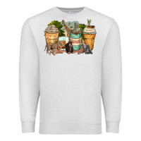 Oatmeal Heather safari animals coffee cups Premium Sweatshirt - Zillion Design Studio