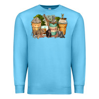 Ocean Blue safari animals coffee cups Premium Sweatshirt - Zillion Design Studio