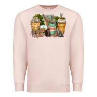 Pale Pink safari animals coffee cups Premium Sweatshirt - Zillion Design Studio