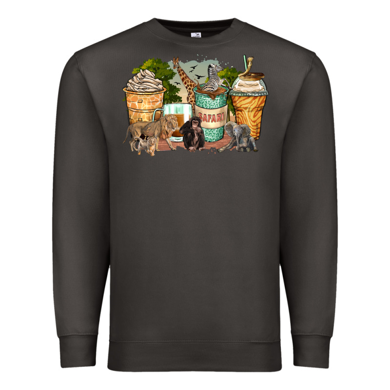 Safari Animals Coffee Cups Premium Sweatshirt by Zillion Design Studio | Teevron