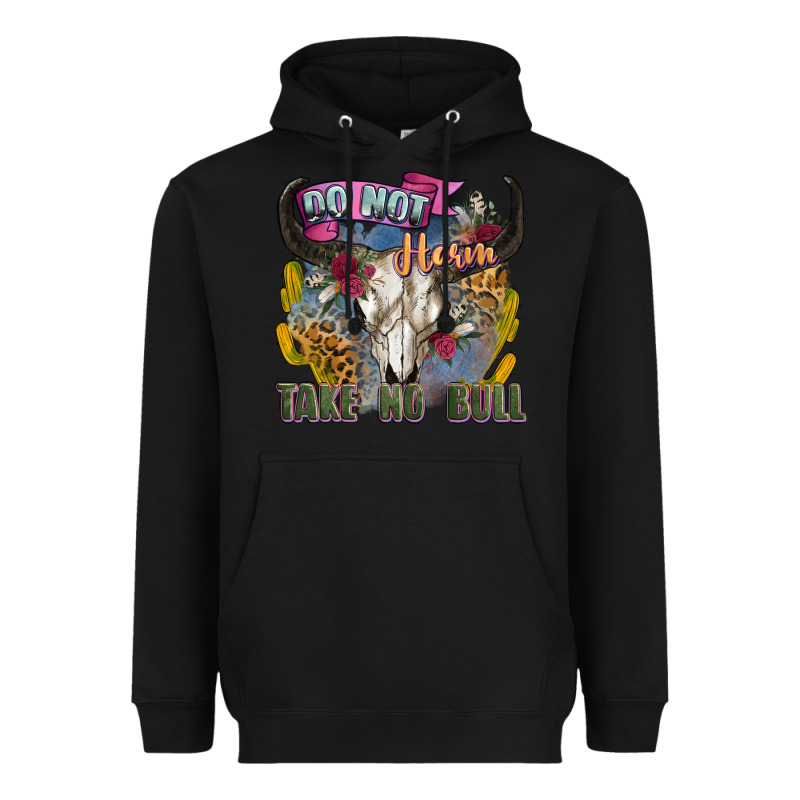 Do Not Harm Take No Bull Cow Skull Heavyweight Hoodie by Zillion Design Studio | Teevron
