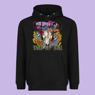 Do Not Harm Take No Bull Cow Skull Heavyweight Hoodie Designed By Zillion Design Studio