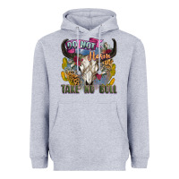 Heather Grey do not harm take no bull cow skull Heavyweight Hoodie - Zillion Design Studio