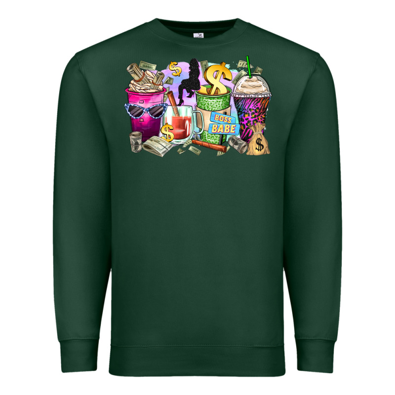 Boss Babe Coffee Cups Premium Sweatshirt by Zillion Design Studio | Teevron
