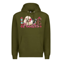 Army Green love poodles Premium Hoodie - Artiststas