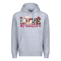 Heather Grey love poodles Premium Hoodie - Artiststas