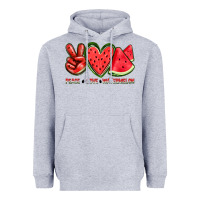 Heather Grey peace love watermelon Heavyweight Hoodie - texasbilliewilder