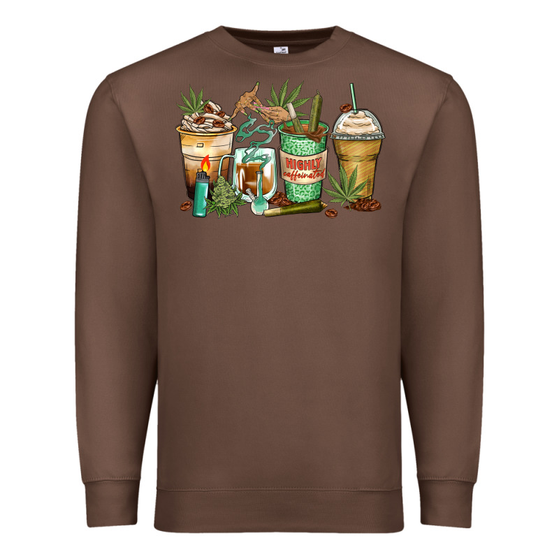 Highly Caffeinated Coffee Cups Premium Sweatshirt by Zillion Design Studio | Teevron