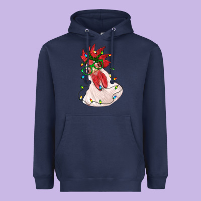 Christmas Rooster With Lights Heavyweight Hoodie Designed By Ranaportraitstore
