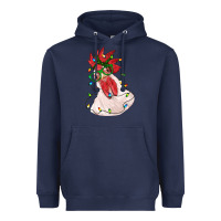 Navy christmas rooster with lights Heavyweight Hoodie - RanaPortraitStore