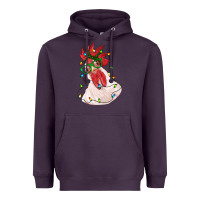 Plum christmas rooster with lights Heavyweight Hoodie - RanaPortraitStore