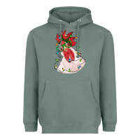 Sage christmas rooster with lights Heavyweight Hoodie - RanaPortraitStore