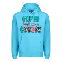 Ocean Blue cupid find me a cowboy Premium Hoodie - AdoDesignShop