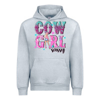 Heather Grey cowgirl sassy with pink cowgirl Urban Hoodie - NancyCooperArtShop