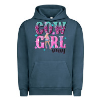Pigment Midnight Navy cowgirl sassy with pink cowgirl Urban Hoodie - NancyCooperArtShop