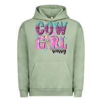 Pigment Oil Green cowgirl sassy with pink cowgirl Urban Hoodie - NancyCooperArtShop