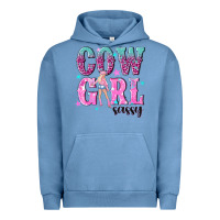 Pigment Pebble Blue cowgirl sassy with pink cowgirl Urban Hoodie - NancyCooperArtShop