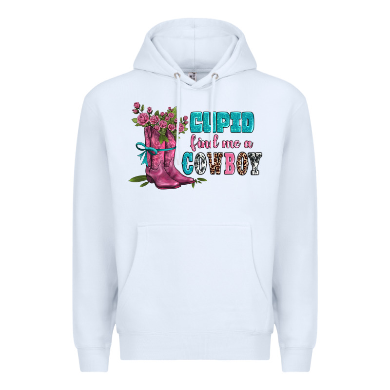 Velantines Day Cupid Find Me A Cowboy Premium Hoodie by AdoDesignShop | Teevron