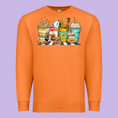 School Bus Coffee Cups Premium Sweatshirt Designed By Zillion Design Studio