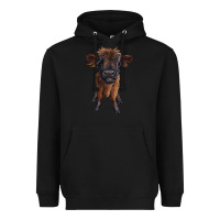 Black highland cow calf Heavyweight Hoodie - RanaPortraitStore