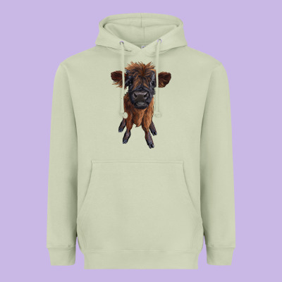 Highland Cow Calf Heavyweight Hoodie Designed By Ranaportraitstore