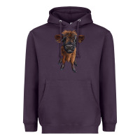 Plum highland cow calf Heavyweight Hoodie - RanaPortraitStore