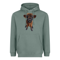 Sage highland cow calf Heavyweight Hoodie - RanaPortraitStore
