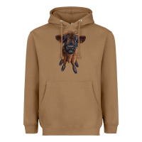 Toasted Coconut highland cow calf Heavyweight Hoodie - RanaPortraitStore