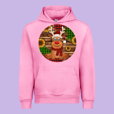 Cute Reindeer Christmas Urban Hoodie Designed By Jasminsmagicworld