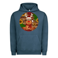 Pigment Midnight Navy Cute reindeer Christmas Urban Hoodie - Jasminsmagicworld