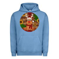Pigment Pebble Blue Cute reindeer Christmas Urban Hoodie - Jasminsmagicworld