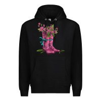 Black valentines day western boots and roses Premium Hoodie - AdoDesignShop
