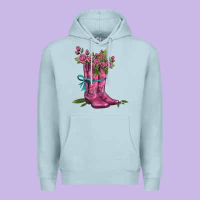 Valentines Day Western Boots And Roses Premium Hoodie Designed By Adodesignshop