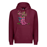 Burgundy valentines day western boots and roses Premium Hoodie - AdoDesignShop