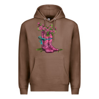 Chestnut valentines day western boots and roses Premium Hoodie - AdoDesignShop