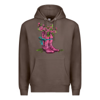 Coffee valentines day western boots and roses Premium Hoodie - AdoDesignShop