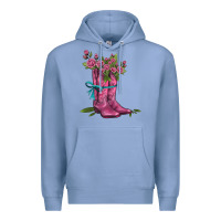 Colony Blue valentines day western boots and roses Premium Hoodie - AdoDesignShop