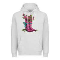 Dove Grey valentines day western boots and roses Premium Hoodie - AdoDesignShop