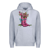 Heather Grey valentines day western boots and roses Premium Hoodie - AdoDesignShop