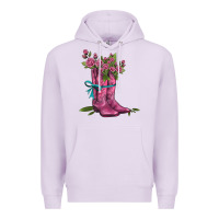 Lilac valentines day western boots and roses Premium Hoodie - AdoDesignShop