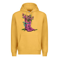 Mustard valentines day western boots and roses Premium Hoodie - AdoDesignShop
