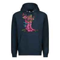 Navy valentines day western boots and roses Premium Hoodie - AdoDesignShop