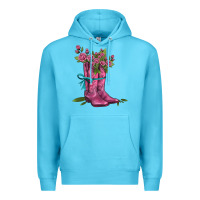 Ocean Blue valentines day western boots and roses Premium Hoodie - AdoDesignShop