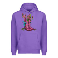 Purple valentines day western boots and roses Premium Hoodie - AdoDesignShop