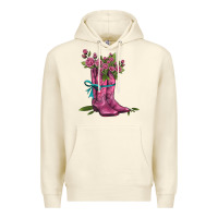 Sandshell valentines day western boots and roses Premium Hoodie - AdoDesignShop