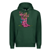 Sports Green valentines day western boots and roses Premium Hoodie - AdoDesignShop