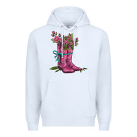 White valentines day western boots and roses Premium Hoodie - AdoDesignShop