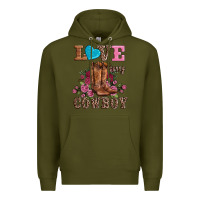 Army Green valentines day love my cowboy Premium Hoodie - AdoDesignShop