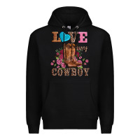 Black valentines day love my cowboy Premium Hoodie - AdoDesignShop