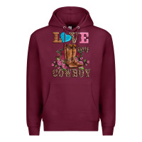Burgundy valentines day love my cowboy Premium Hoodie - AdoDesignShop